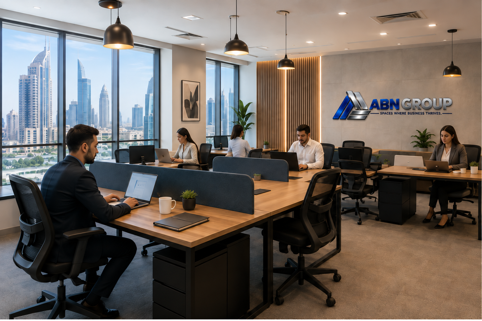 Flexi desk coworking space at ABN Group Business Centers